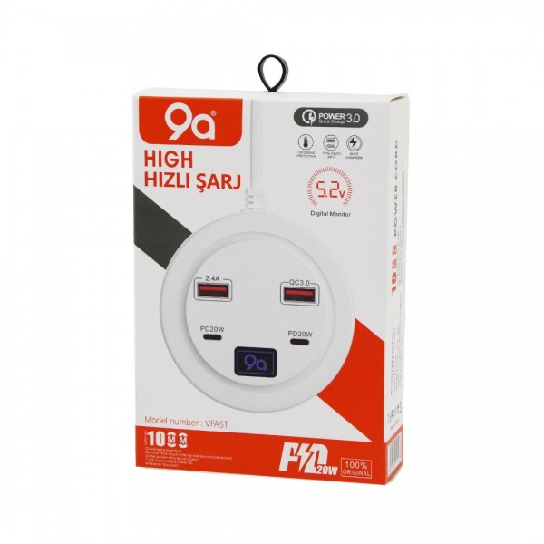 HIGH POWER 3.0  VFAST KY-100  ÇOKLU  4 LÜ   HIZLI  ŞARJ SETI  2AD -PD20W TYPE-C  - 2.1A + QC3.0  USB  2.4W (4741)
