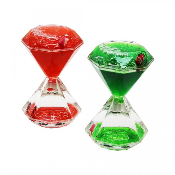 RENKLI SULU   ELMAS ŞEKIL  KUM SAATI  MIKA KRISTAL PLASTIK   2PCS BALIKLI (4741)
