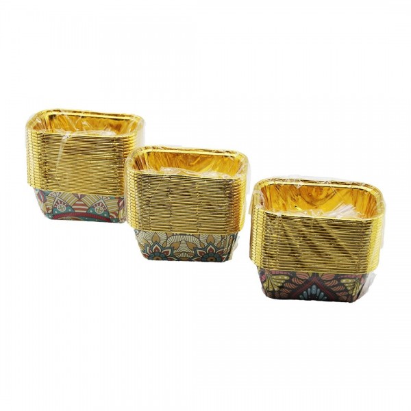 20 PCS GOLD - FOLYOLUDIKDÖRTGEN - KALIN MUFFIN KAĞIT KEK KAPSÜLÜ