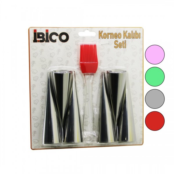 7PCS 6-KORNEO KALIP - 1-SILIKON FIRÇA PASTA DEKORASYON SETI ÇAP:3.4CM X UZUNLUK:12CM (4741)