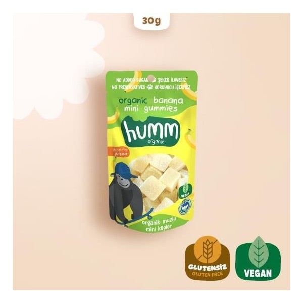 Humm Organik Muzlu Glutensiz Vegan Mini Küpler 30 Gr