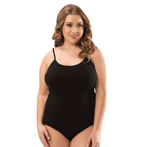 Battal Beden Ip Askılı Kadın Çıtçıtlı Body Siyah