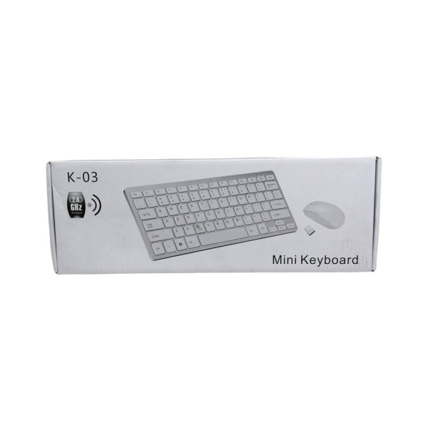 K-03 MINI BEYAZ WIRELESS KABLOSUZ KLAVYE MOUSE S PL-395
