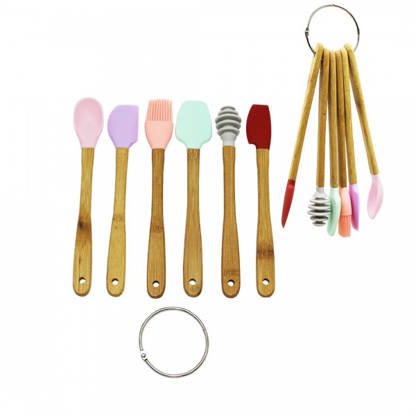 6 PARÇA  MiNI AHŞAP SAPLI SILIKON MUTFAK SET