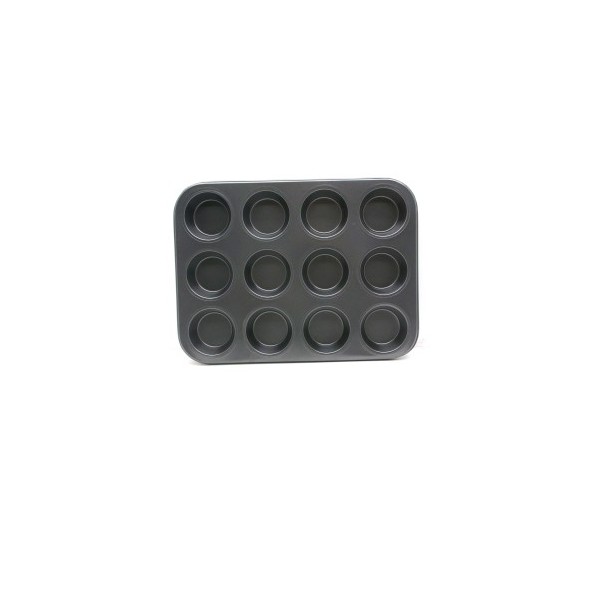 12 GÖZLÜ METAL - SIYAH DÜZ MUFFIN KALIP (4741)