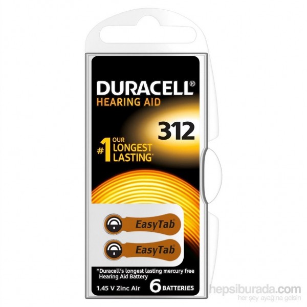 Duracell 312 Numara 6 Lı Işitme Cihazı Pili