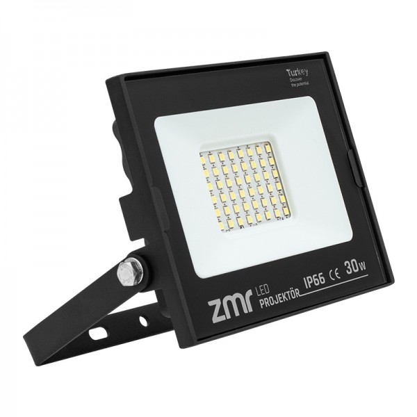 ZMR 30 WATT 6500K IP66 150  IŞIK AÇISI 220 VOLT SIYAH SLIM KASA LED PROJEKTÖR