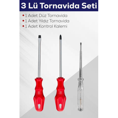 3'lü Tornavida Seti (düz...