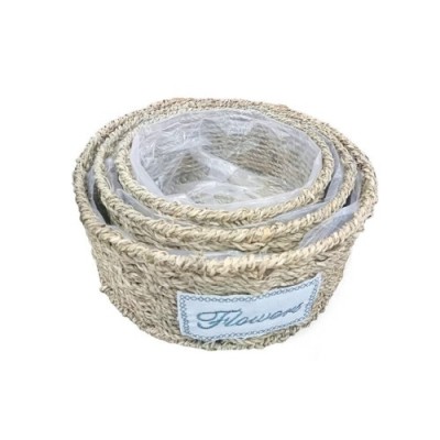 Yuvarlak Doğal Hasır Saksı...