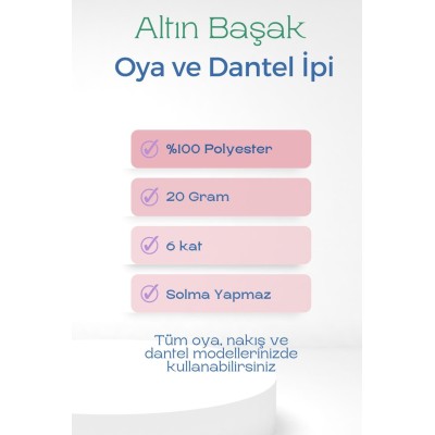 3 Adet Altınbaşak Oya ve...