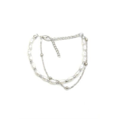 Zincirli Inci Bileklik - Gümüş