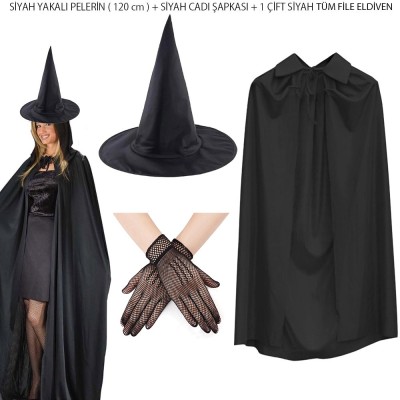 120 cm Siyah Yakalı Cadı...